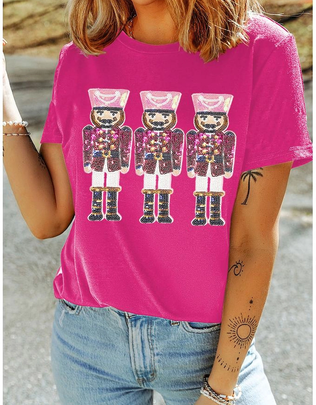 Rose Red Nutcracker Graphic Christmas Holiday T Shirt