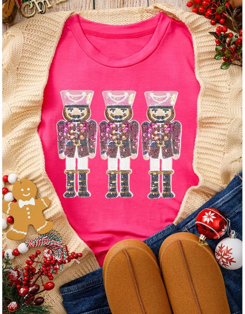 Rose Red Nutcracker Graphic Christmas Holiday T Shirt
