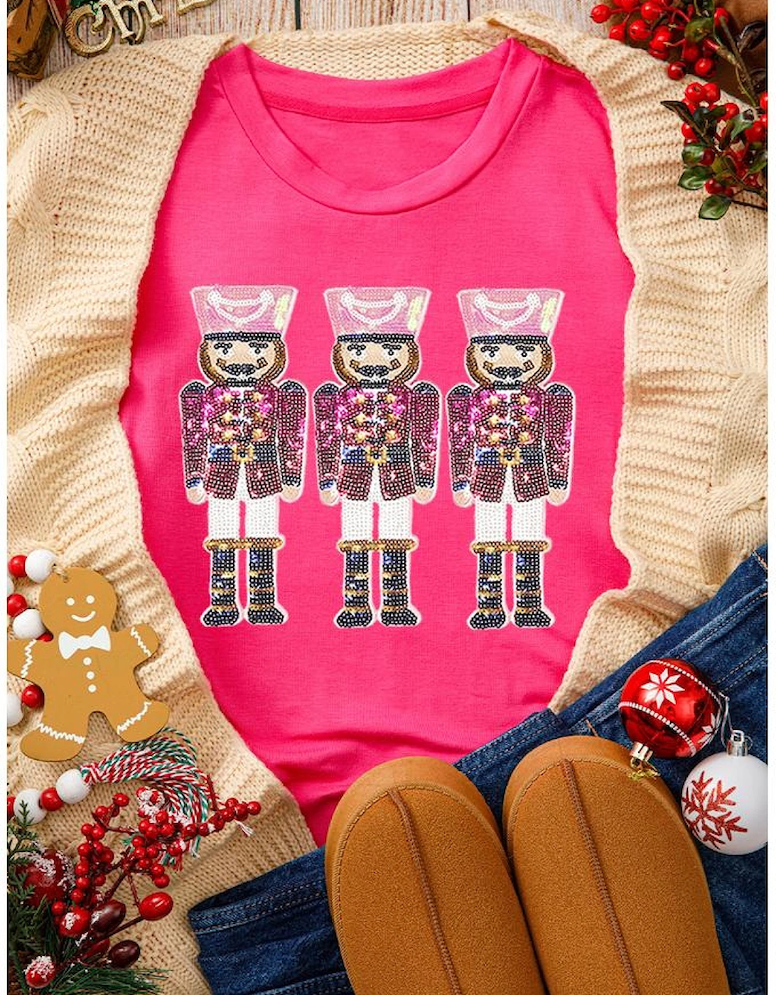 Rose Red Nutcracker Graphic Christmas Holiday T Shirt