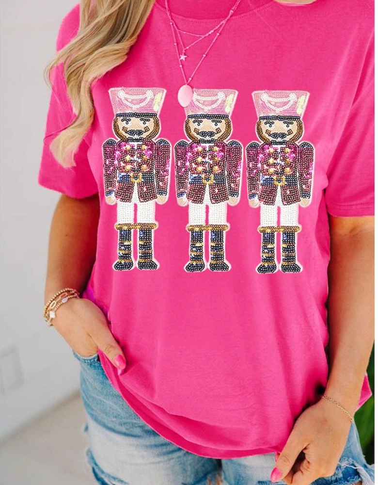 Rose Red Nutcracker Graphic Christmas Holiday T Shirt