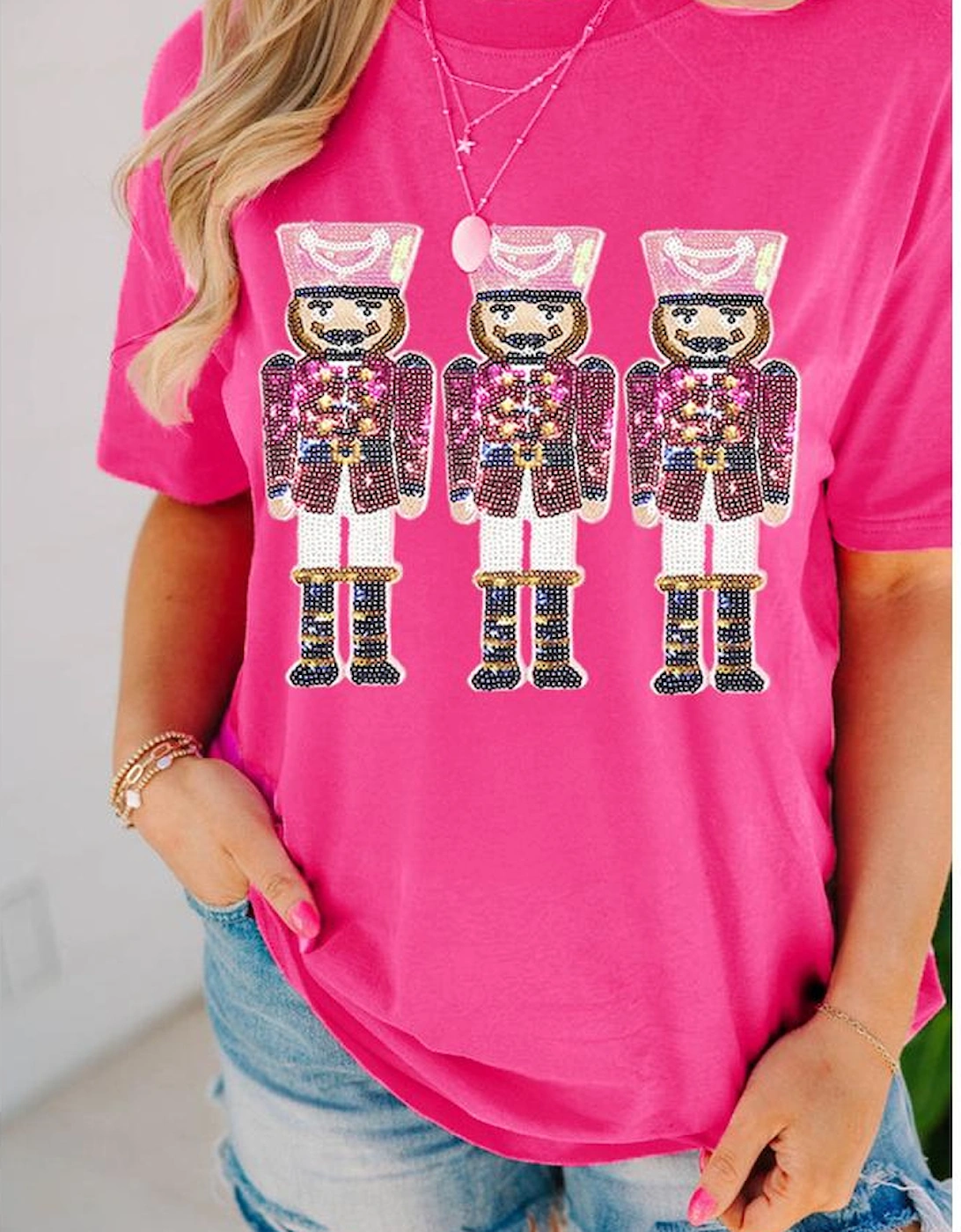 Rose Red Nutcracker Graphic Christmas Holiday T Shirt