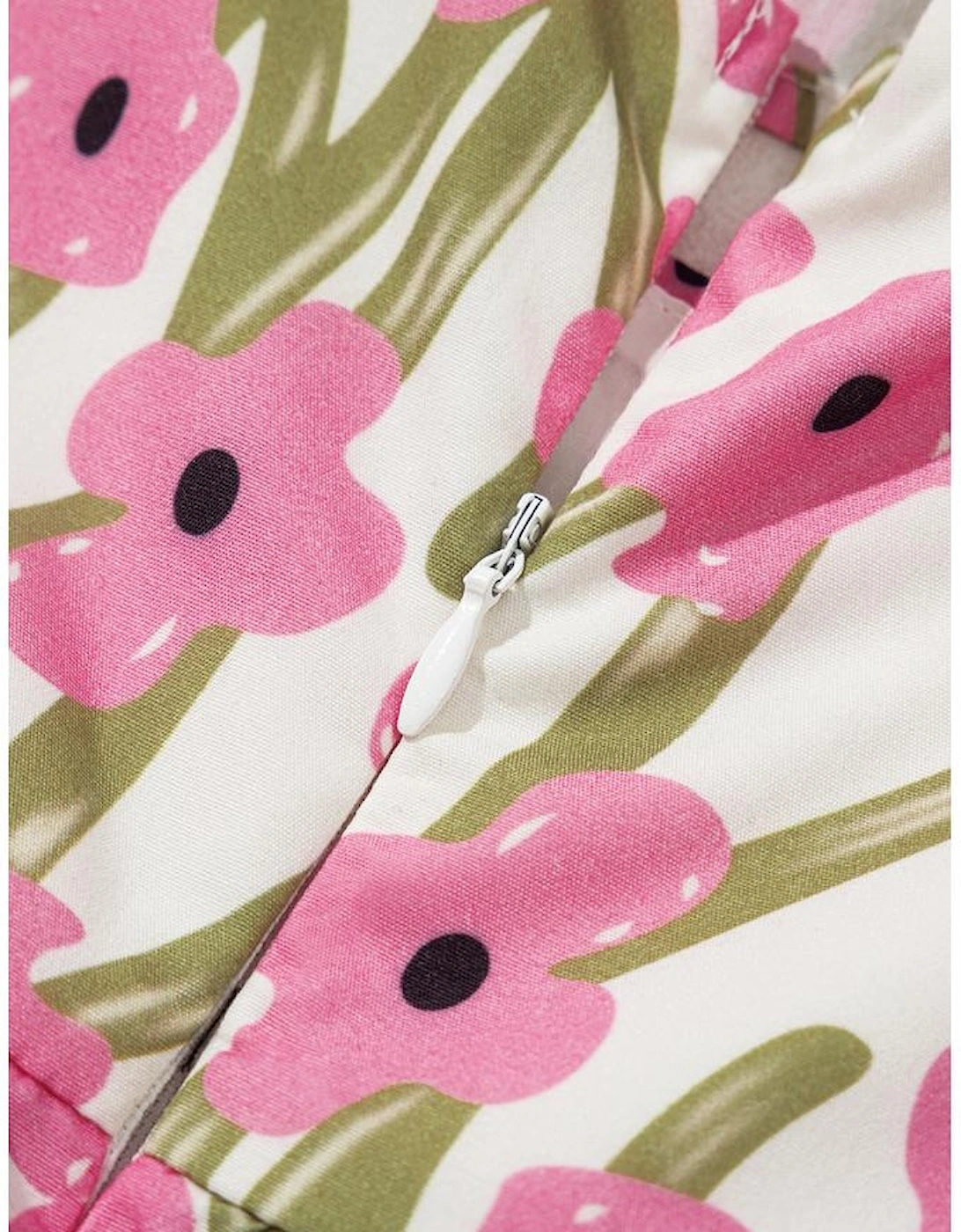 Pink Plus Size Ruffle Trim Square Neck High Waist Floral Maxi Dress