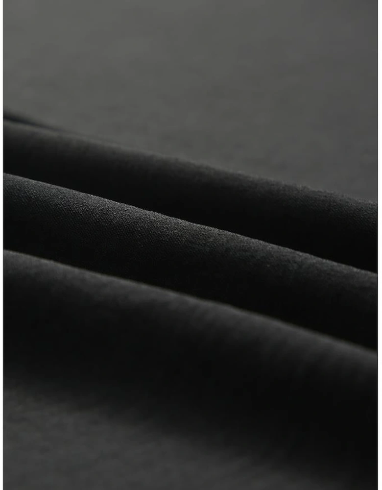 Black Smocked Wrist Shift Top