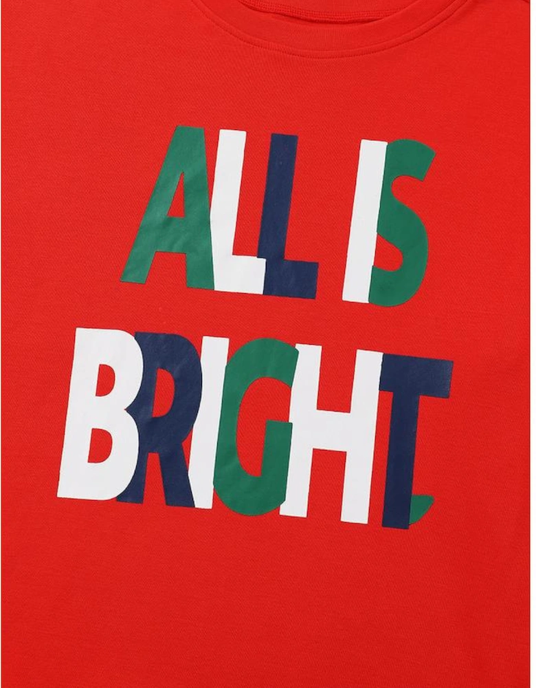 Multicolor ALL IS BRIGHT Graphic Christmas Plaid Pajamas Set