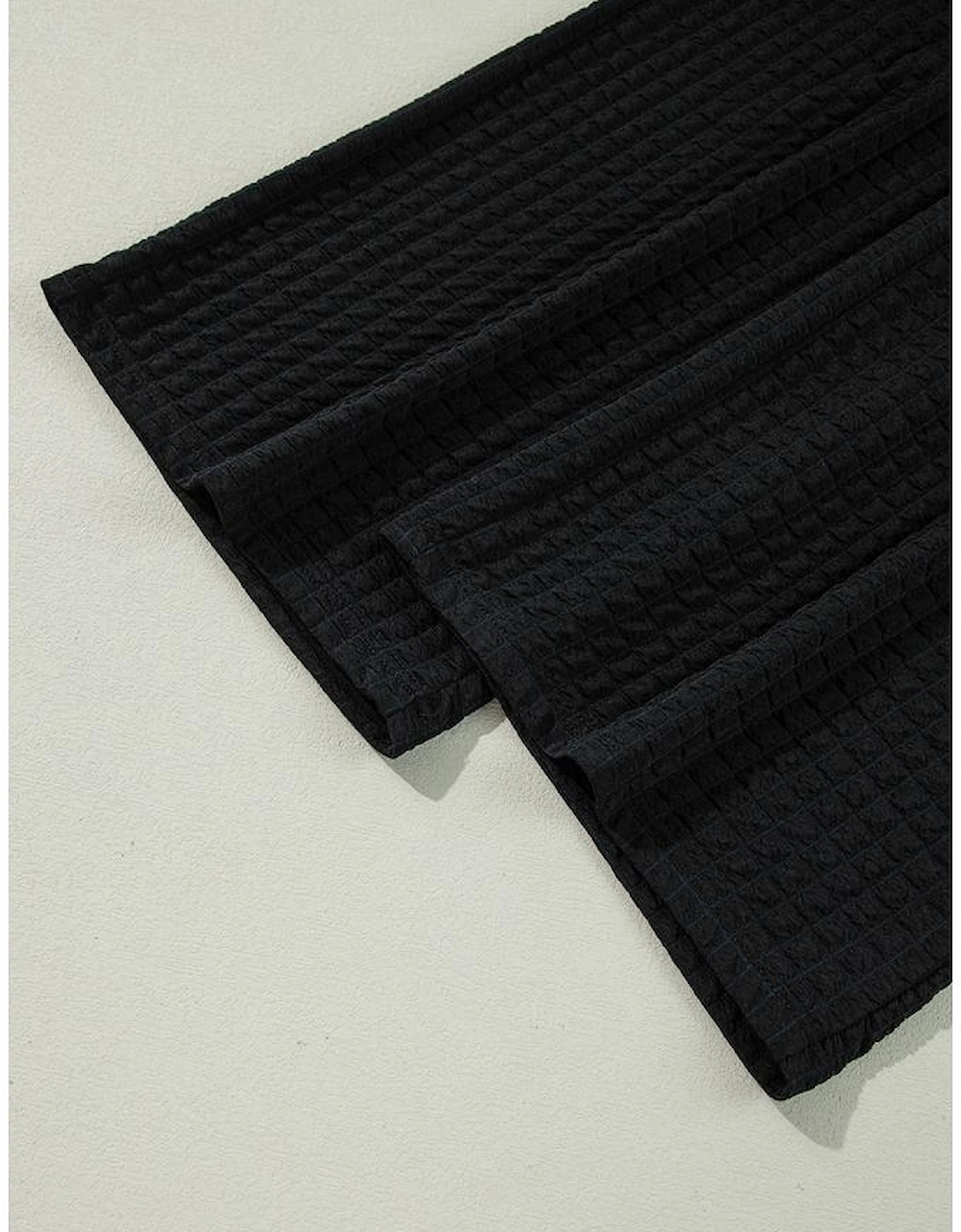 Color black Textured Knit Cap Sleeve T Shirt and Wide Leg Pants Set, 16 of 15