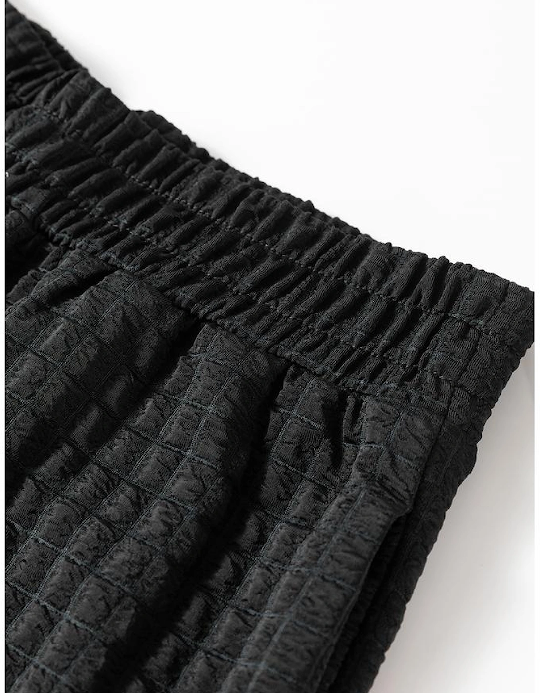 Color black Textured Knit Cap Sleeve T Shirt and Wide Leg Pants Set