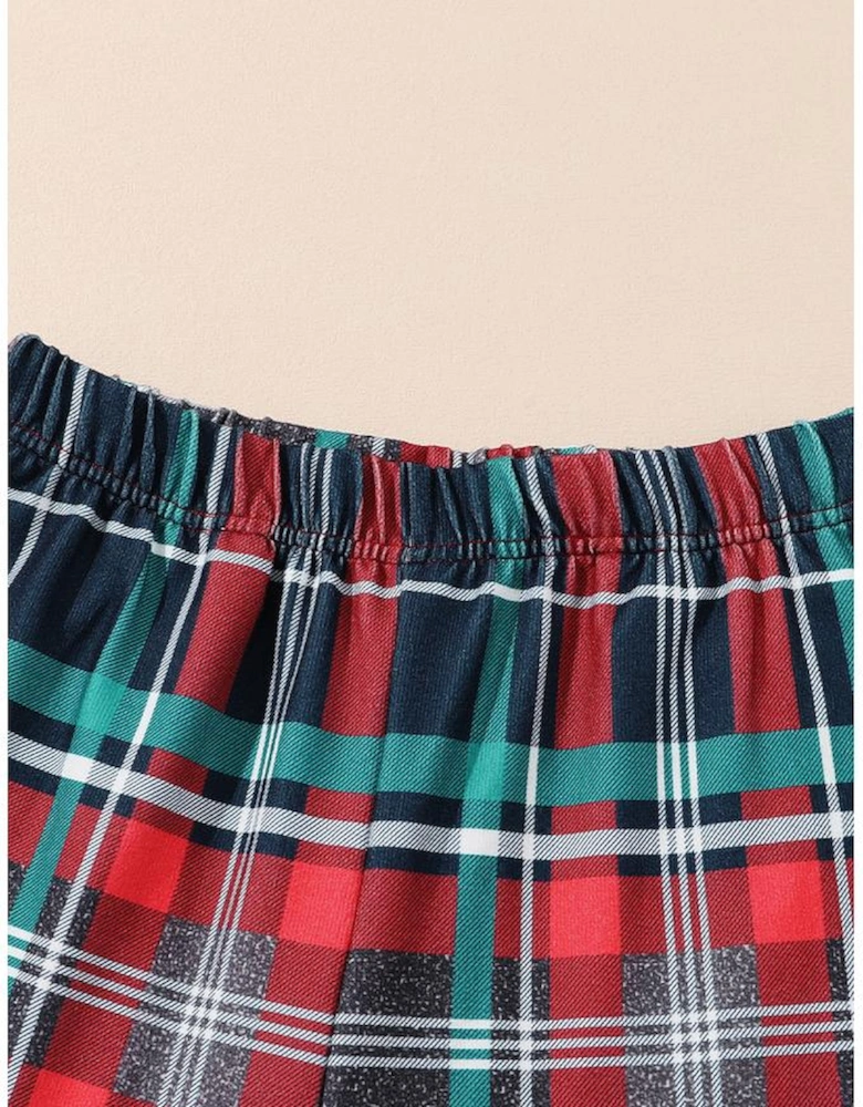 Multicolor ALL IS BRIGHT Graphic Christmas Plaid Pajamas Set