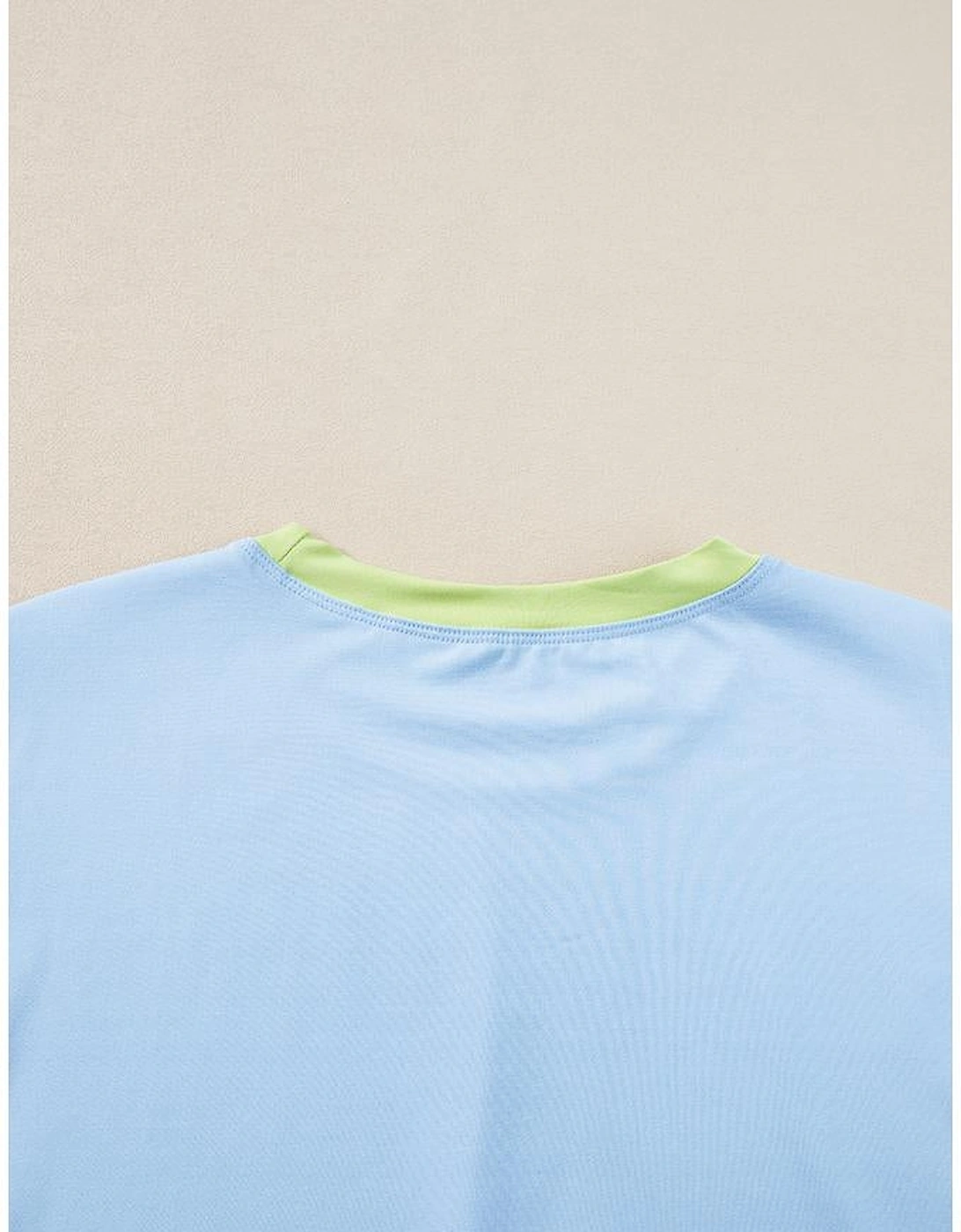 Blue Contrast Trim Cap Sleeve Tee Shorts Set