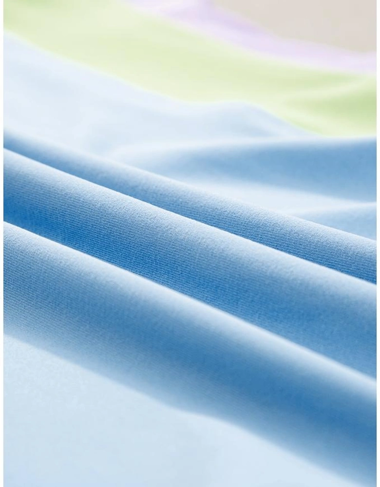 Blue Contrast Trim Cap Sleeve Tee Shorts Set