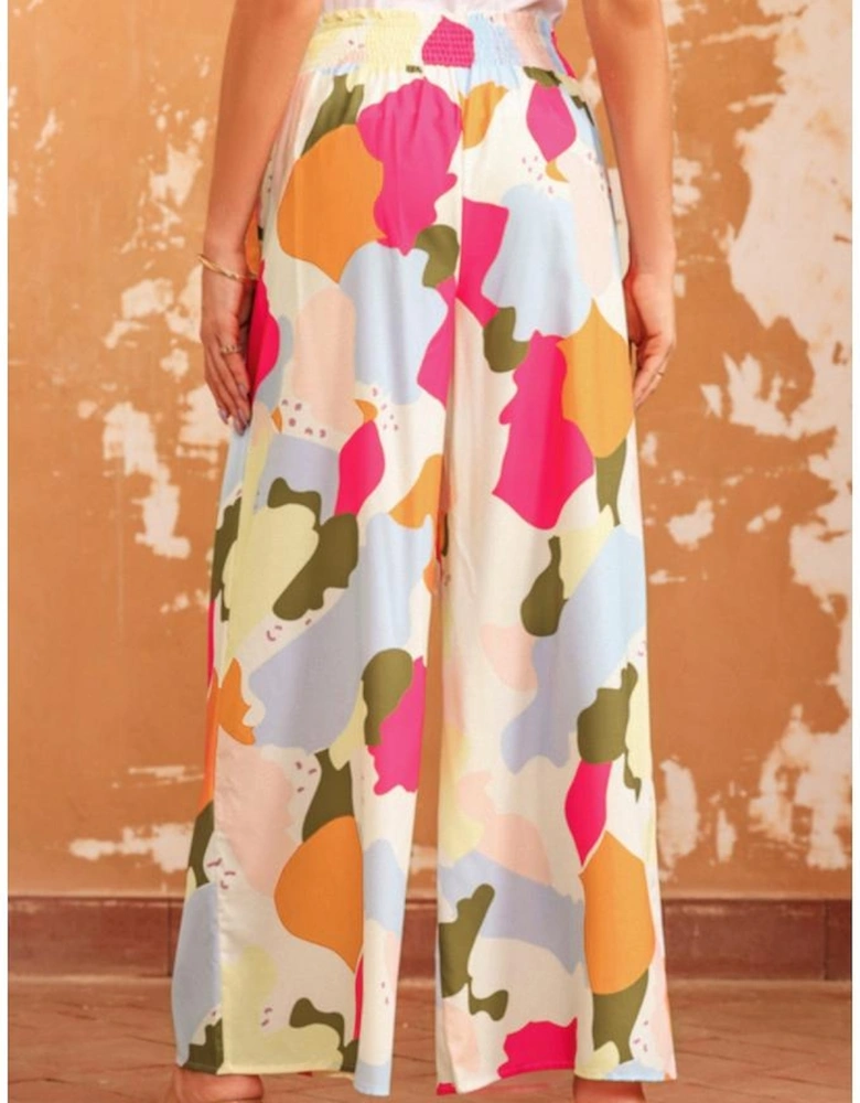 Azura Exchange Multicolor Color Palette Print Flowy Wide Leg Pants