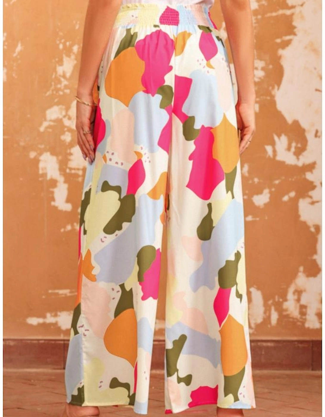 Azura Exchange Multicolor Color Palette Print Flowy Wide Leg Pants