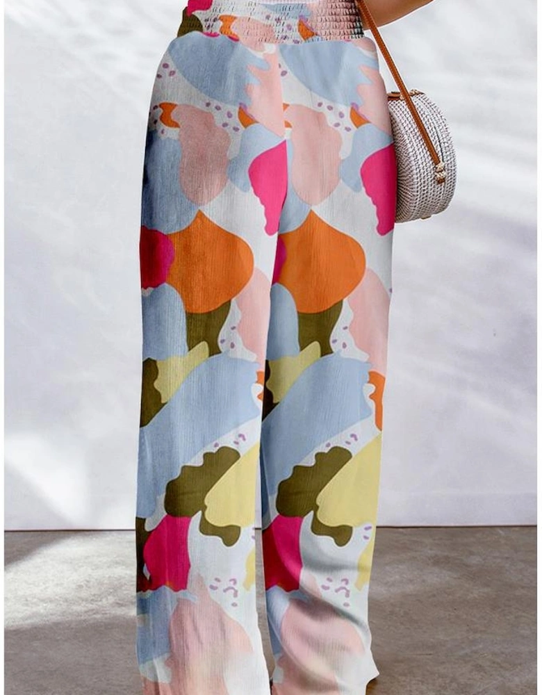 Azura Exchange Multicolor Color Palette Print Flowy Wide Leg Pants