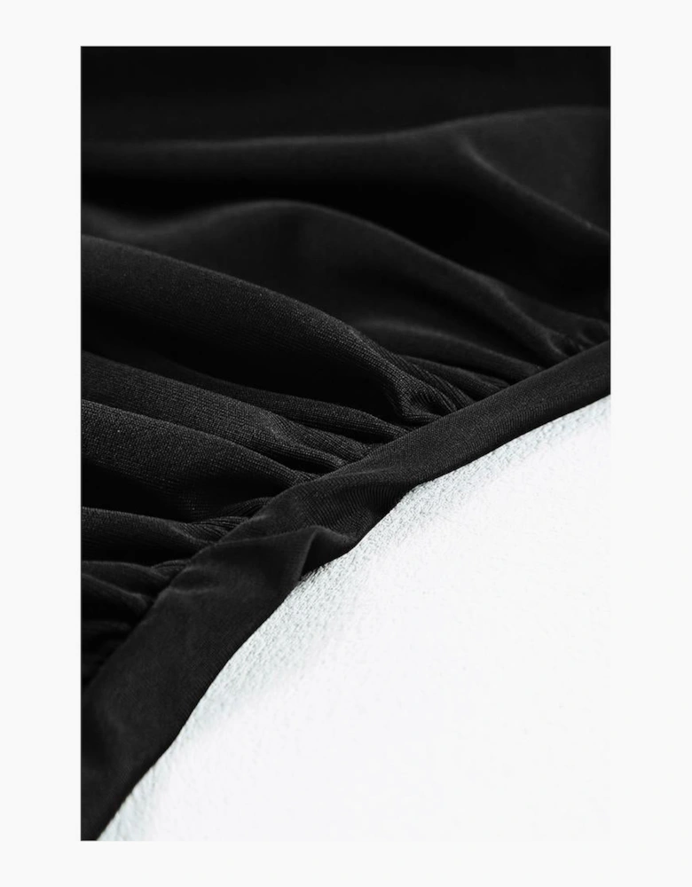 Azura Exchange Black Solid Square Neck Sleeveless Tankini Swimsuit