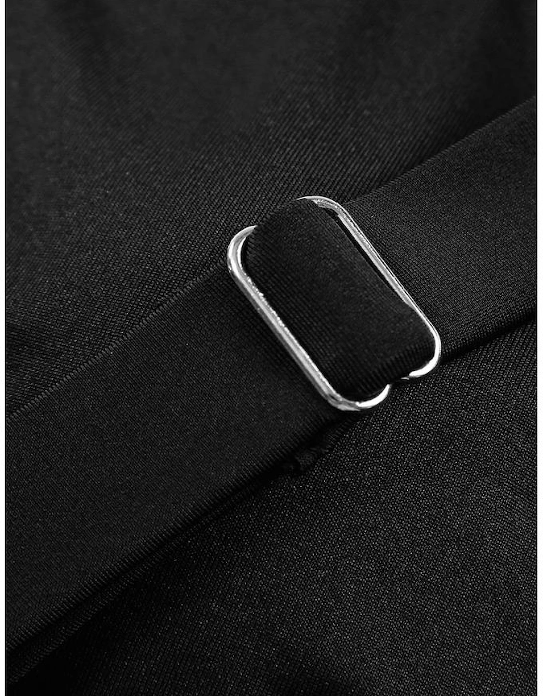 Azura Exchange Black Solid Square Neck Sleeveless Tankini Swimsuit