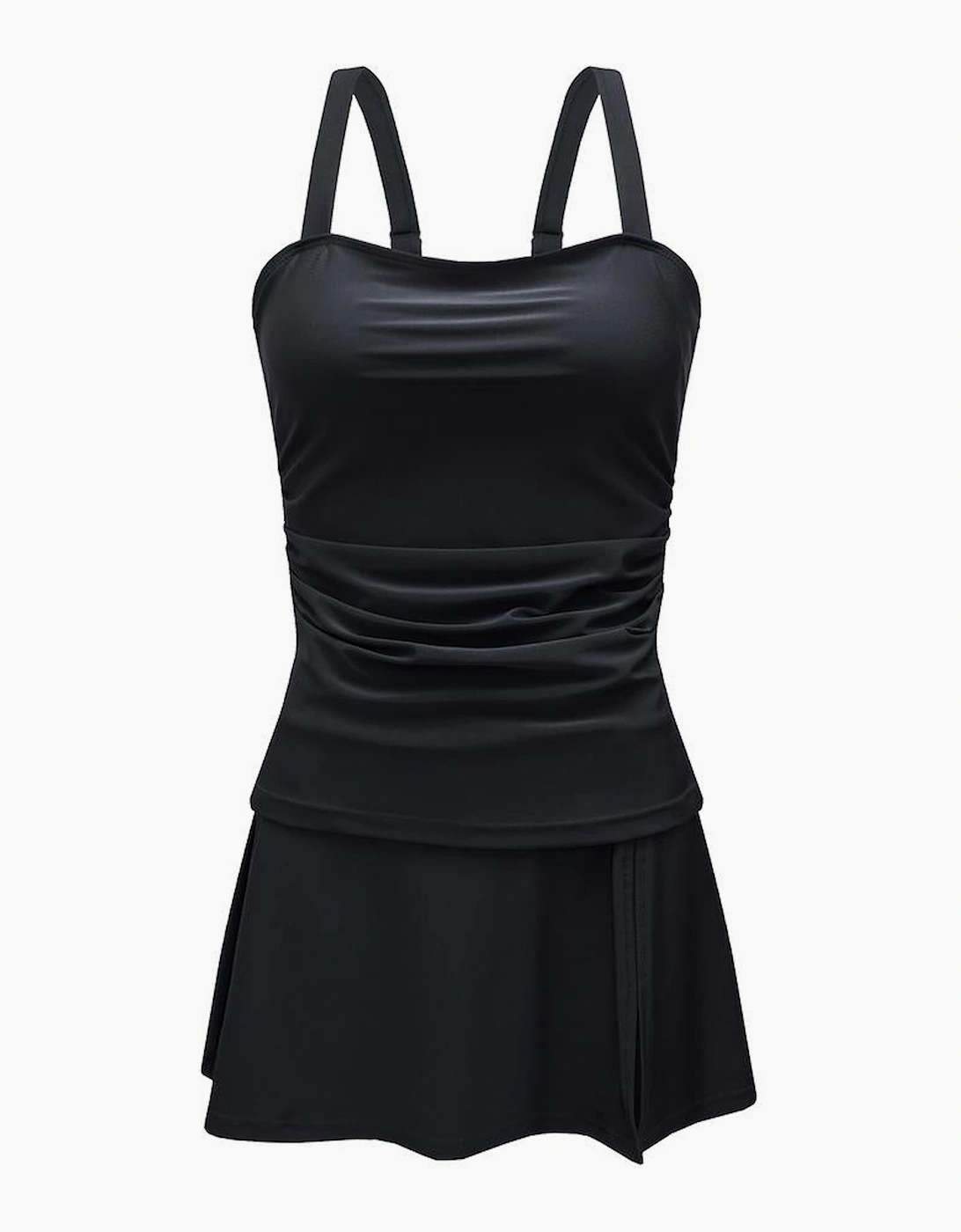 Azura Exchange Black Solid Square Neck Sleeveless Tankini Swimsuit