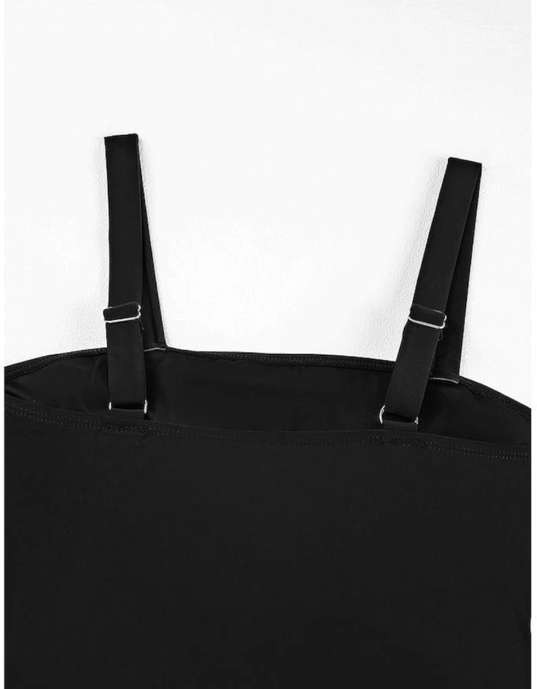 Azura Exchange Black Solid Square Neck Sleeveless Tankini Swimsuit