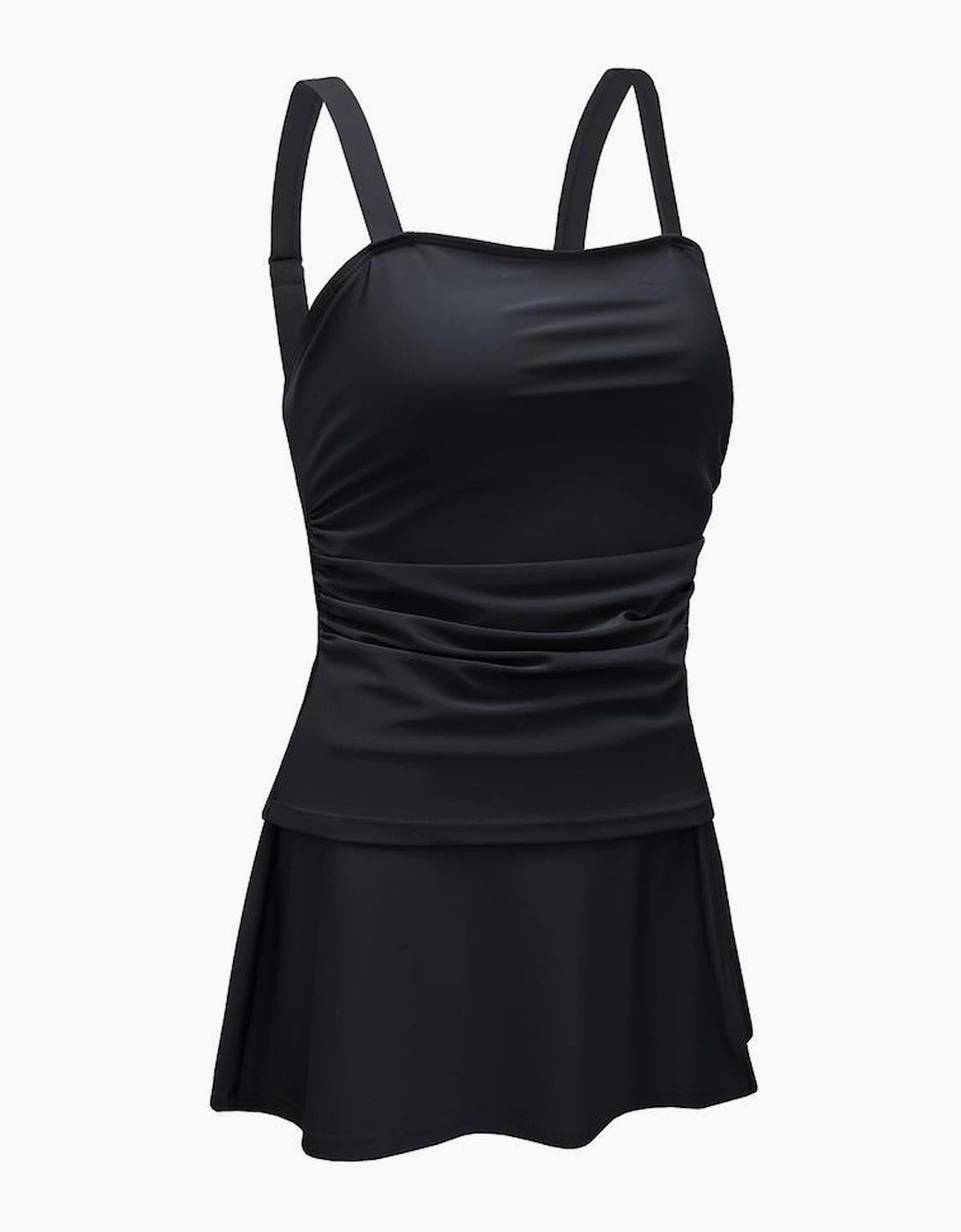 Azura Exchange Black Solid Square Neck Sleeveless Tankini Swimsuit