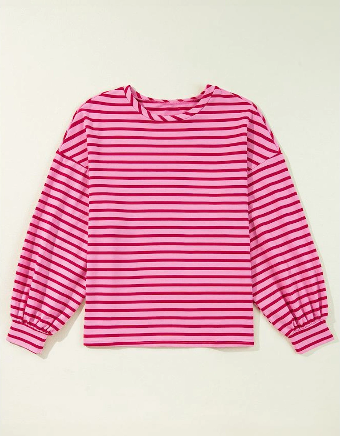 Sachet Pink Striped Print Crew Neck Drop Shoulder Sweatshirt, 12 of 11