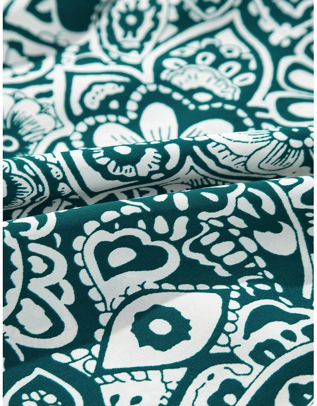 Green Floral Flounce Sleeve Split Neck Plus Size Dress