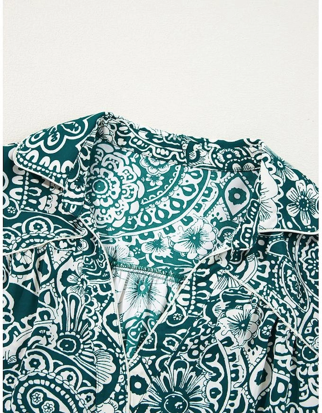 Green Floral Flounce Sleeve Split Neck Plus Size Dress