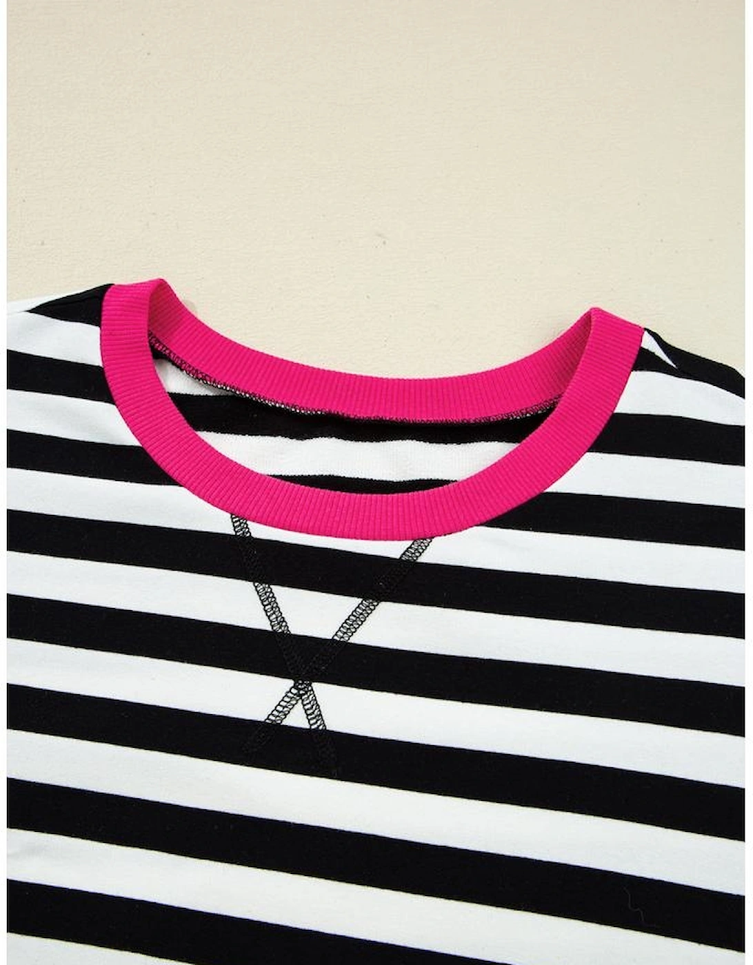 Black Stripe Color Block Edge Pullover and Shorts PLus Size Set