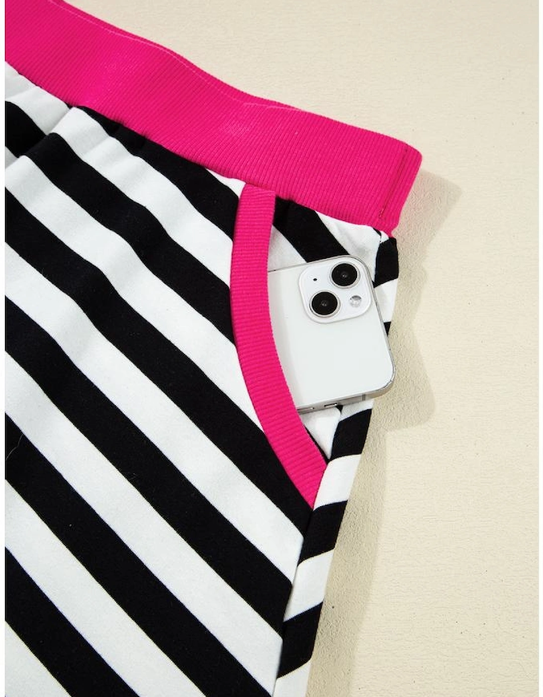 Black Stripe Color Block Edge Pullover and Shorts PLus Size Set