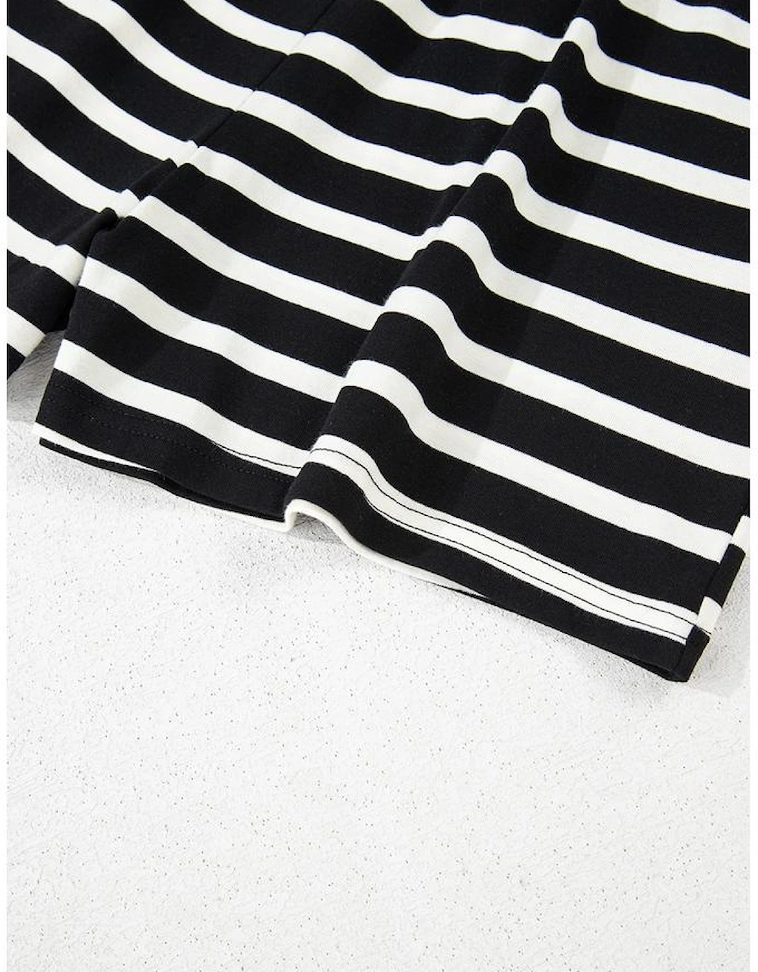 Black White Striped Short Sleeve Top and Shorts Set