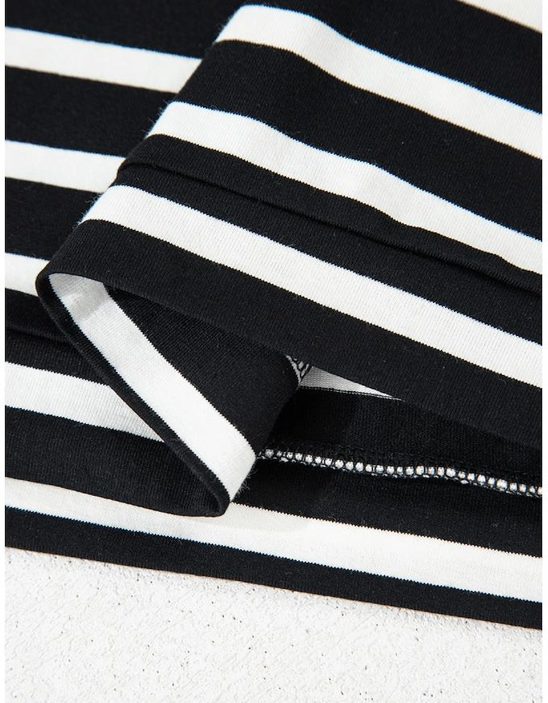 Black White Striped Short Sleeve Top and Shorts Set