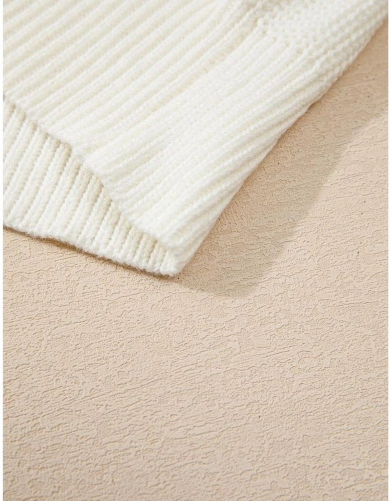 White Striped Merry Bright Letter Christmas Sweater