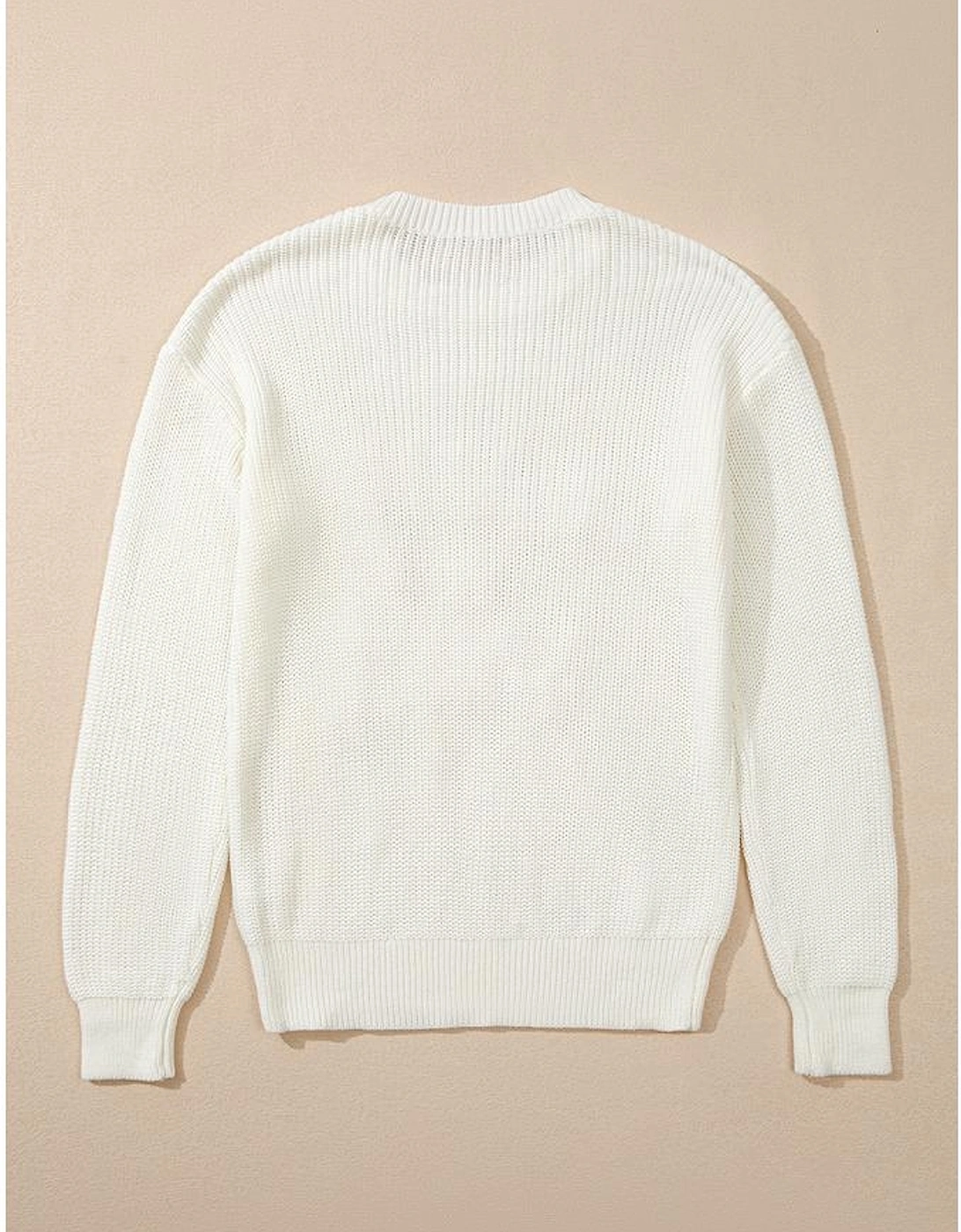 White Striped Merry Bright Letter Christmas Sweater