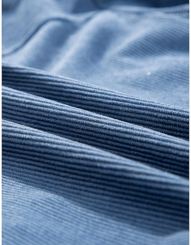 Real Teal Corduroy Drawstring Hooded Pocket Zip Up Jacket