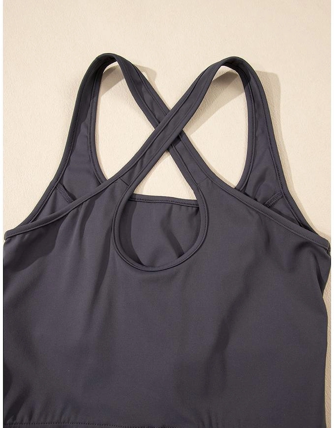 Carbon Grey Back Crossed Straps Hollow Out Jogger Jumpsuit