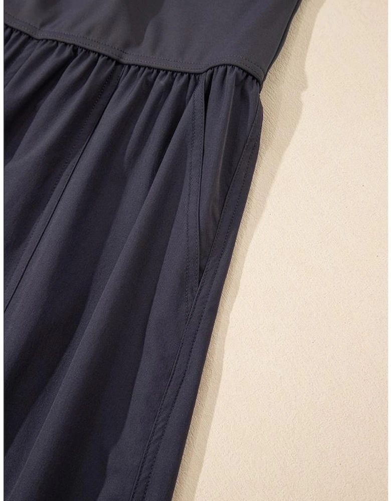 Carbon Grey Back Crossed Straps Hollow Out Jogger Jumpsuit