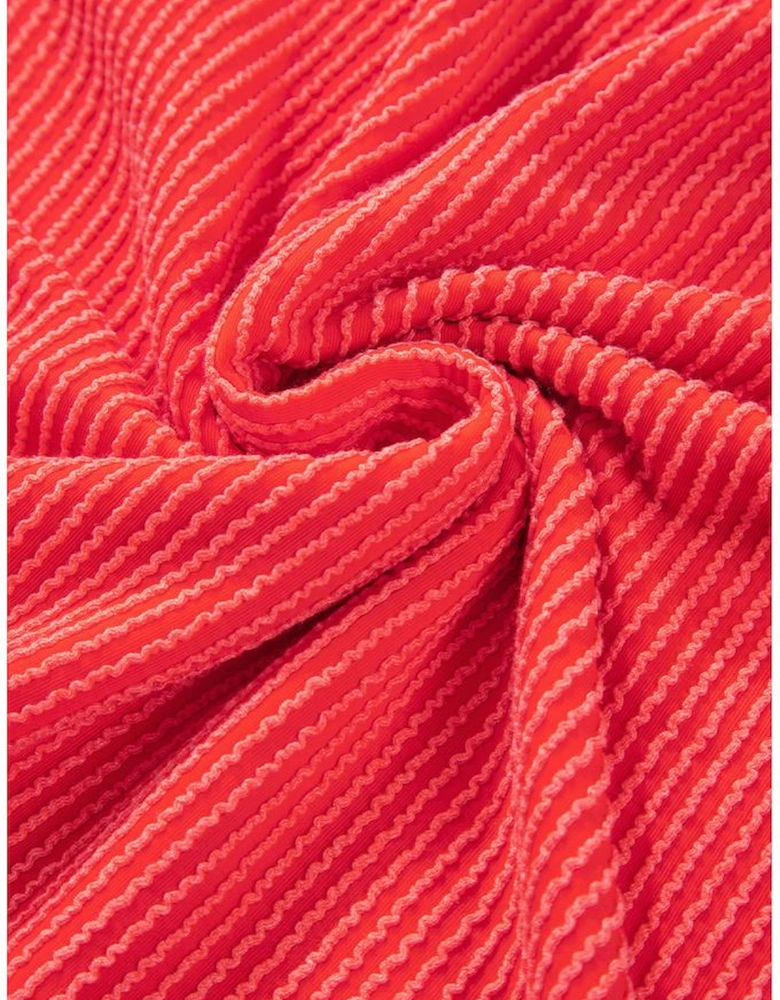 Casual Corded Knit Long Sleeve Top and High Waist Shorts Set