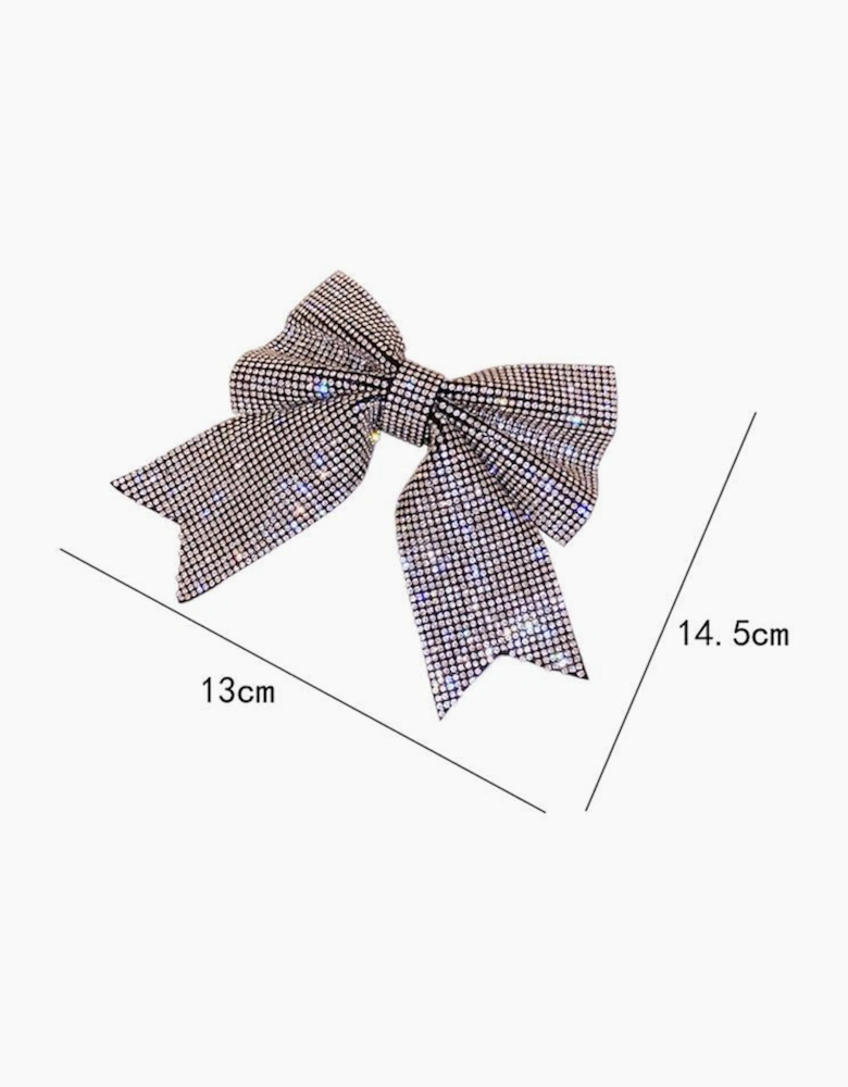 Silvery Rhinestone Large Bow Knot Hair Clip