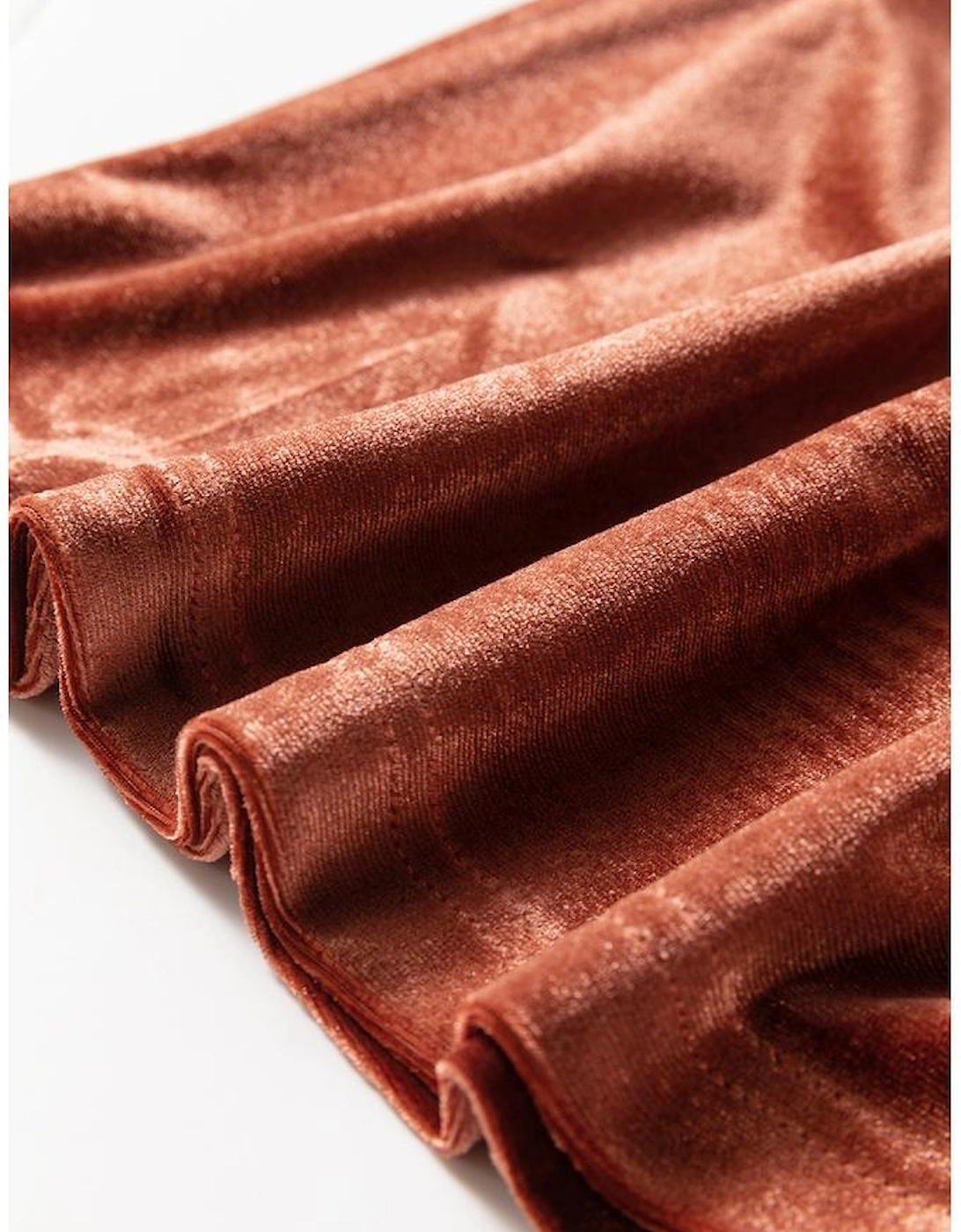 Chestnut Velvet Short Sleeve Shirred Waist Tiered Maxi Dress