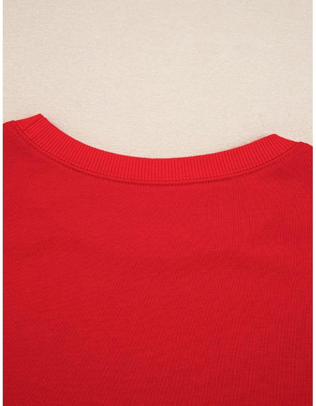 Fiery Red Varsity Stripe Detail Drop Shoulder Pullover Mini Skirt Set