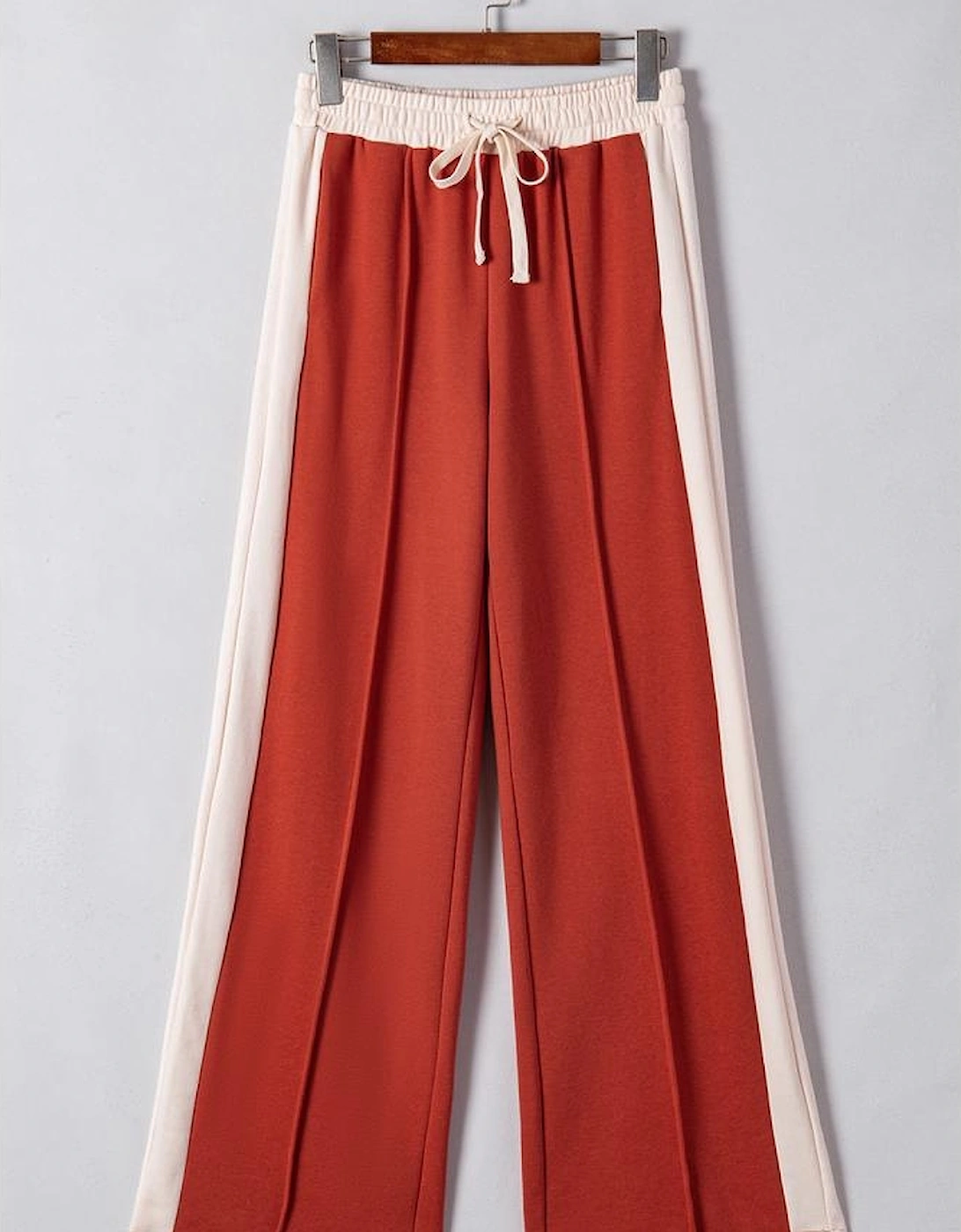 Flamingo Color Block Drawstring High Waist Wide Leg Pants