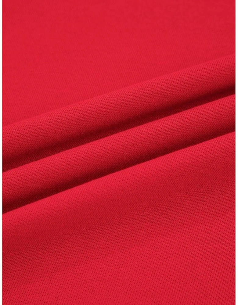 Fiery Red Varsity Stripe Detail Drop Shoulder Pullover Mini Skirt Set