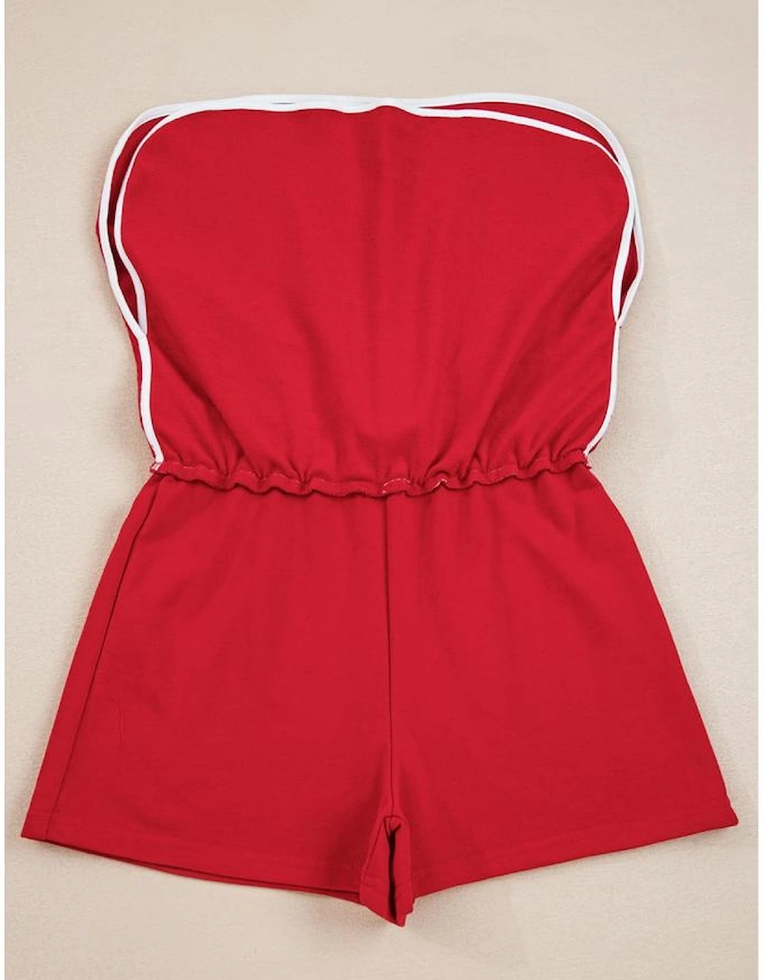 Fiery Red Varsity Stripe Detail Drop Shoulder Pullover Mini Skirt Set