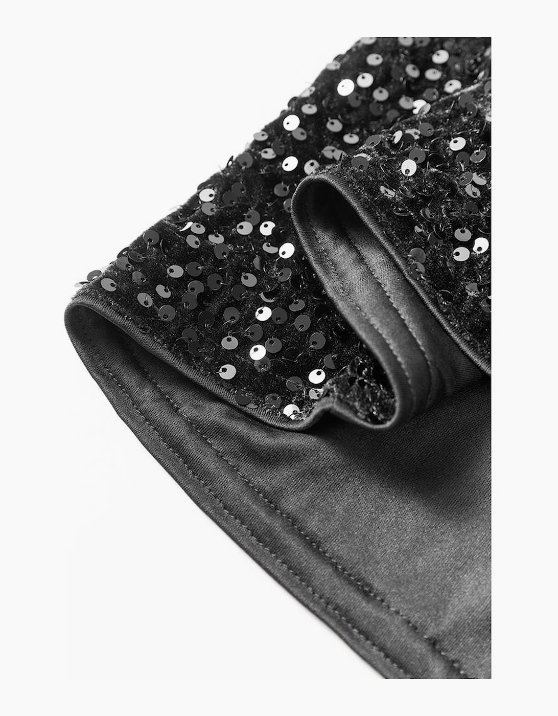 Black Sequin Long Sleeve Knot Cutout Back Mini Dress