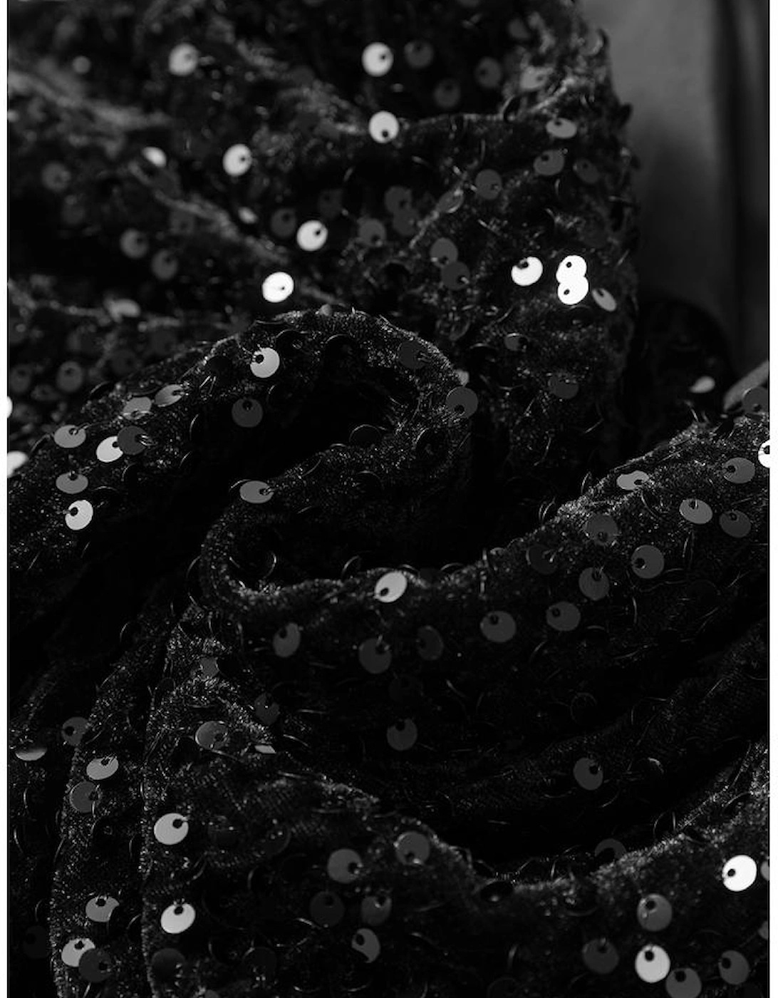 Black Sequin Long Sleeve Knot Cutout Back Mini Dress