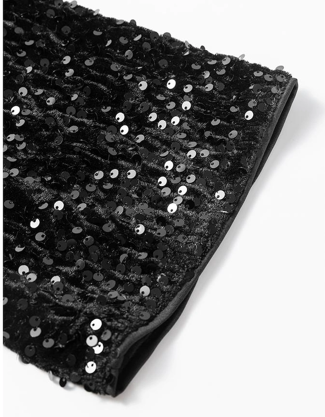 Black Sequin Long Sleeve Knot Cutout Back Mini Dress