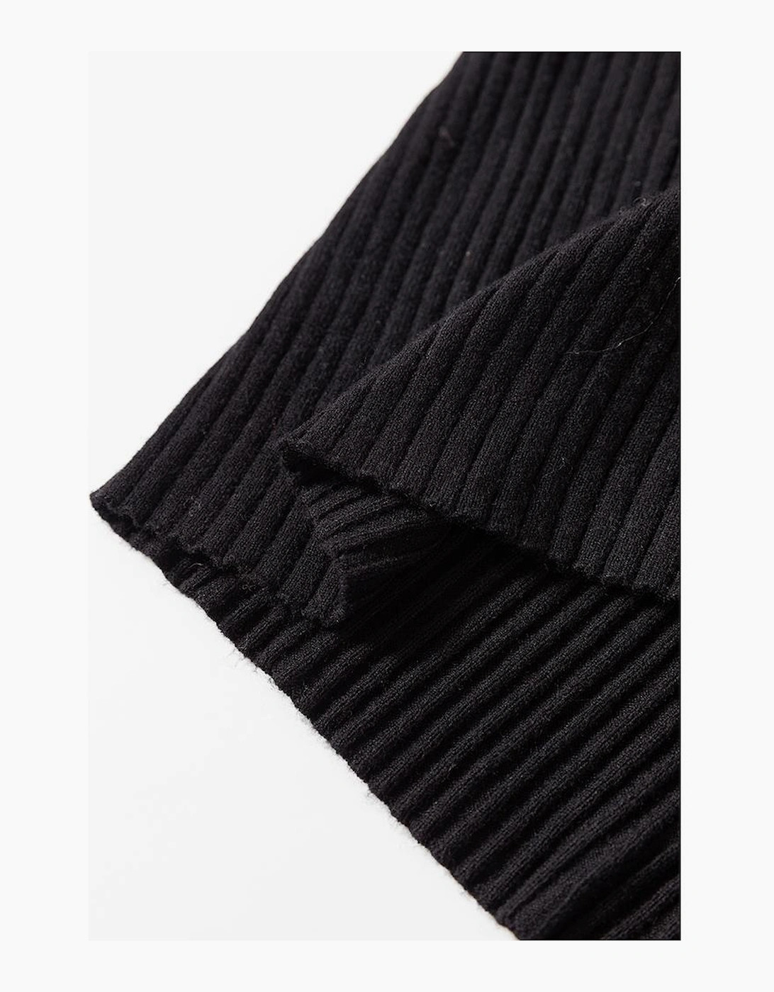 Black Ribbed Knit Collared Slim Fit Sweater Cardigan