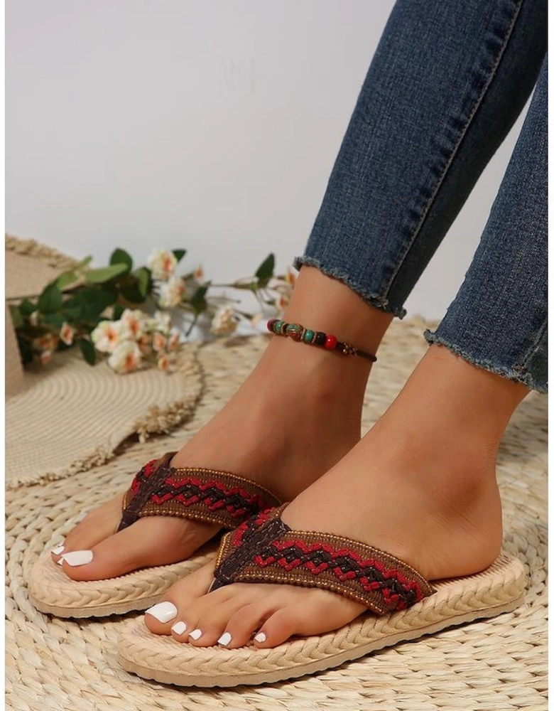 Azura Exchange Fiery Red Woven Strap Flat Flip Flops