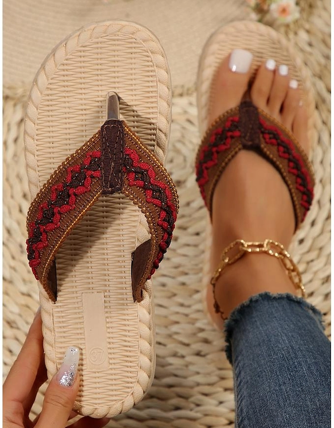 Azura Exchange Fiery Red Woven Strap Flat Flip Flops