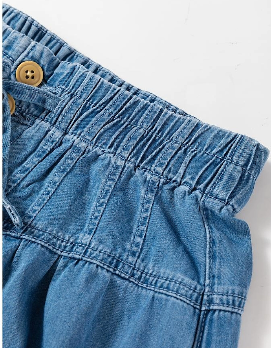 Dusk Blue Mineral Wash Button Fly Waist Wide Leg Jeans