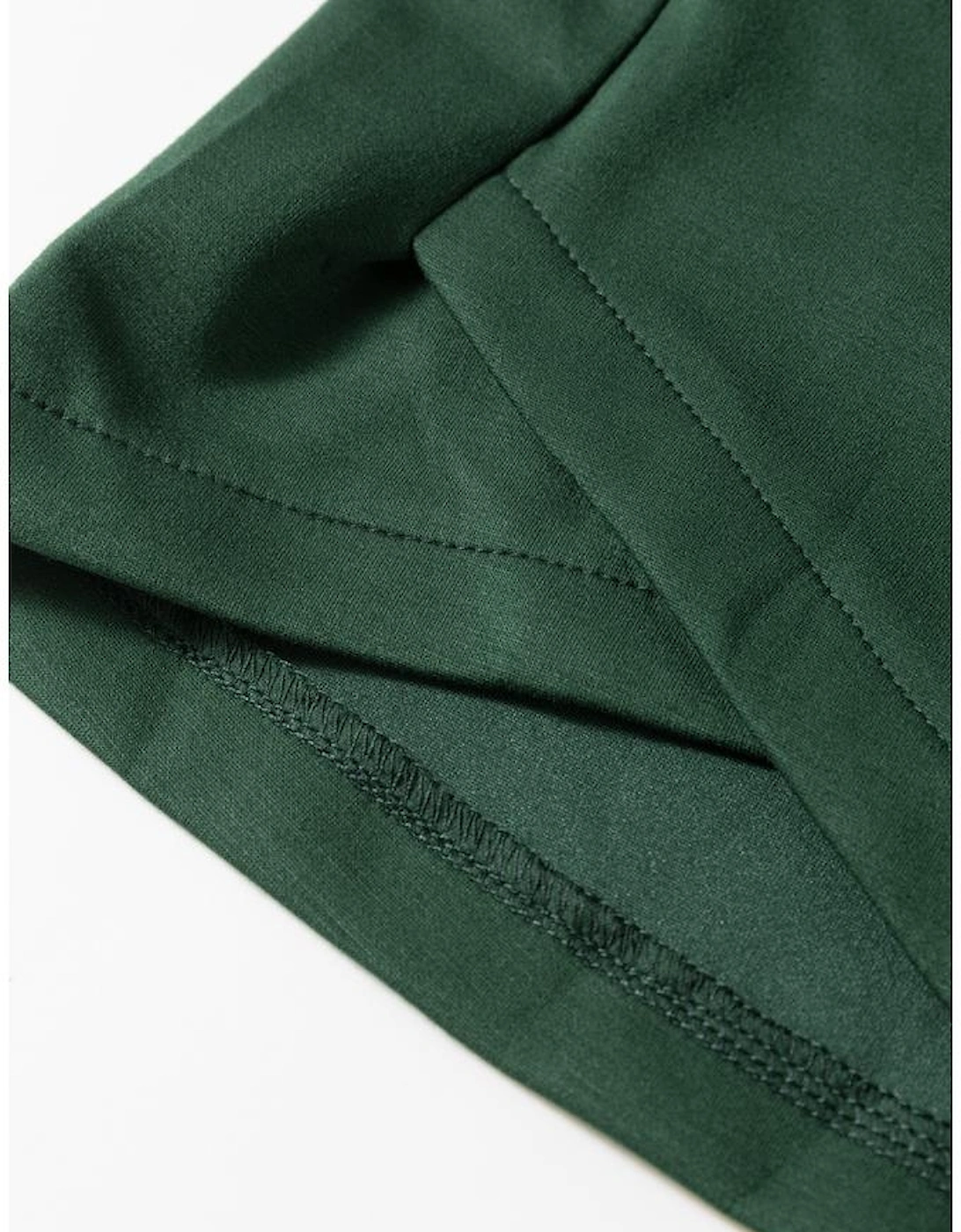 Blackish Green Collared Half Zip French Terry Knit Drawstring Casual Romper, 10 of 9