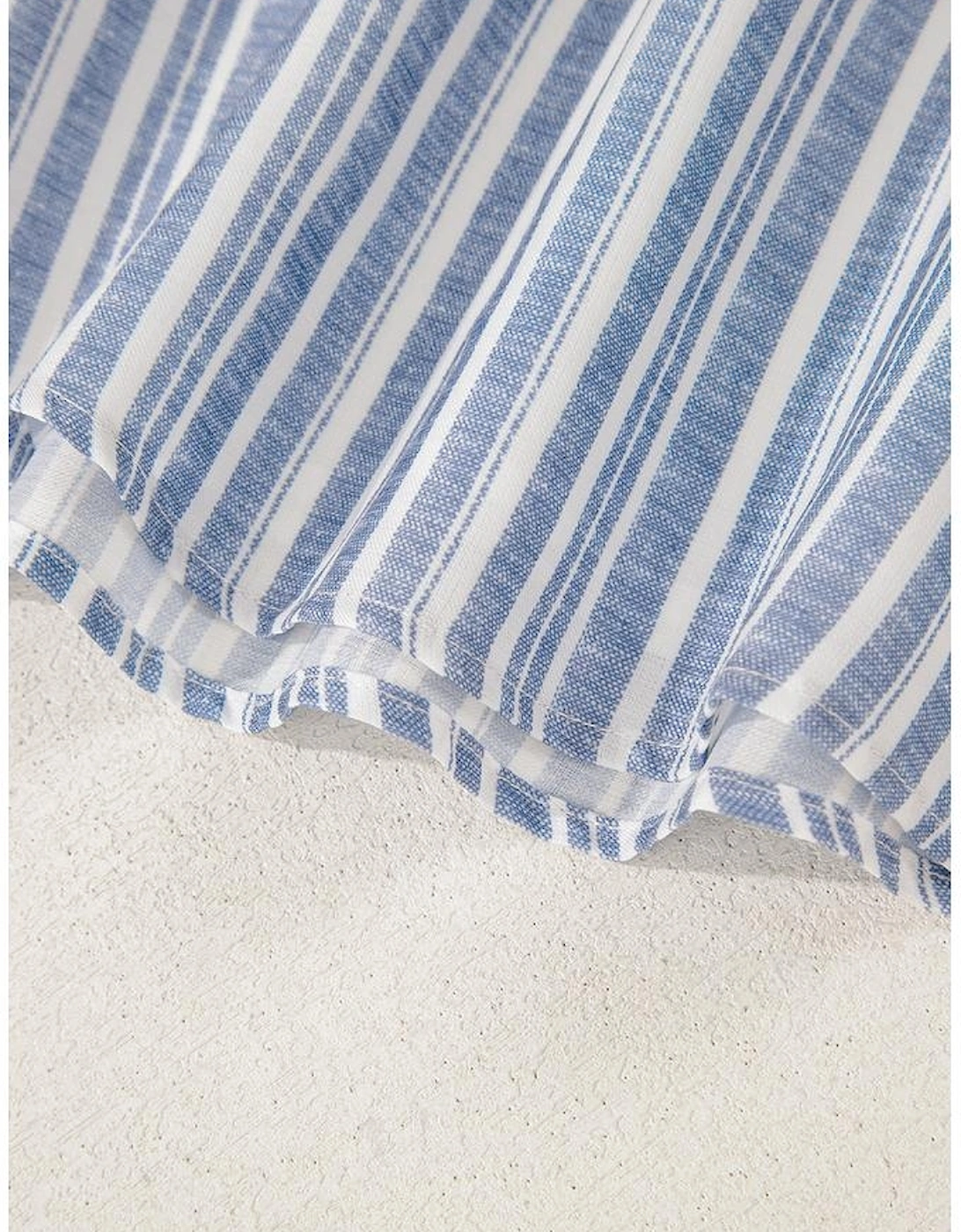 Sky Blue Stripe Buttoned Office Waistcoat Mini Skirt Set