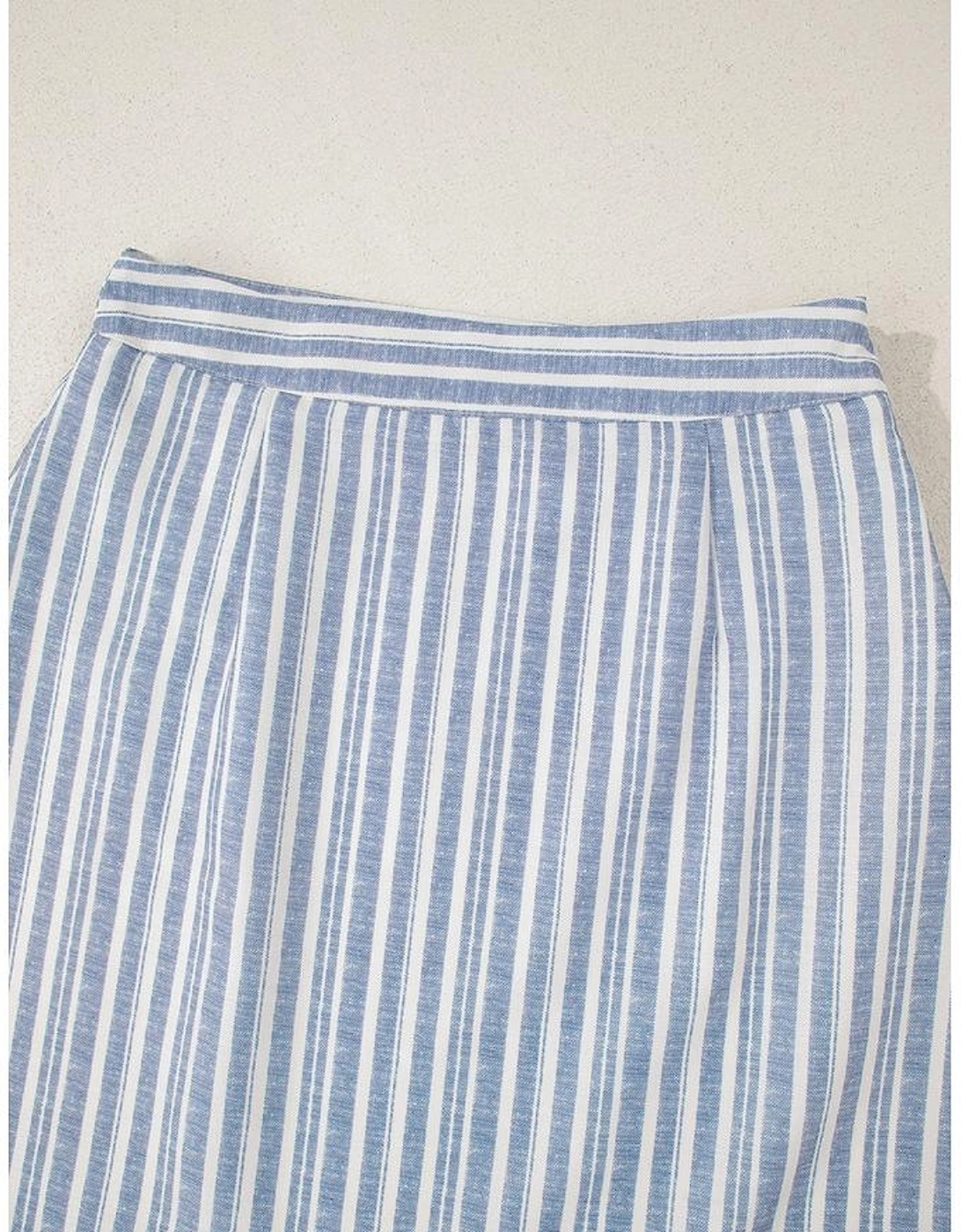 Sky Blue Stripe Buttoned Office Waistcoat Mini Skirt Set